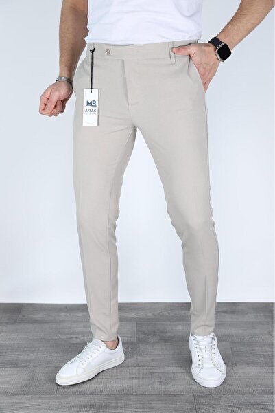 shop Keten pantolon armürlü düğmeli model likrali esnek kumaş