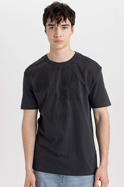 DeFacto Regular Fit Crew Neck Printed Short Sleeve T-Shirt B8485Ax24Sm