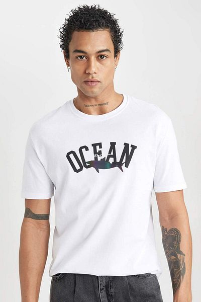 DeFacto Regular Fit Crew Neck Printed Short Sleeve T-Shirt B8935AX24SM
