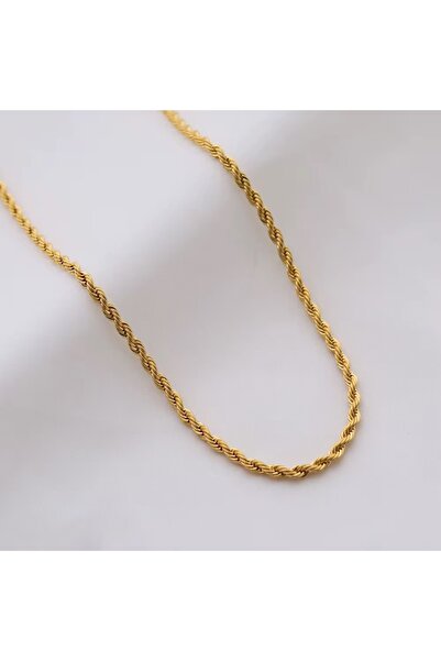 Altın Kaplama Kuyumcu Model Kararmaz Çelik Burgu Zincir Kolye