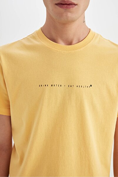 DeFacto Slim Fit Slim Fit Crew λαιμόκοψη με εμπριμέ κοντομάνικο μπλουζάκι C2077ax24sm