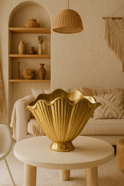 Elada Beton Gold Oyster Vase - Ort