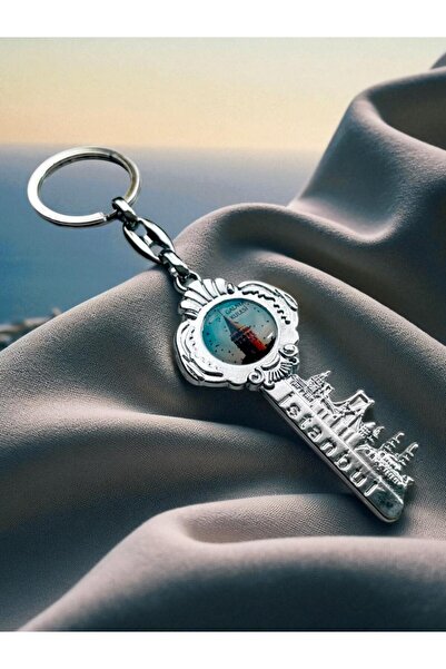 NiceandBonita Breloc din metal imprimat Turnul Galata, breloc siluetă în form...