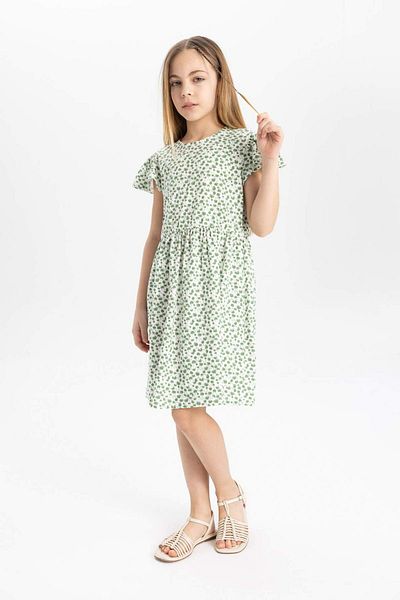 DeFacto Girl's Patterned Short Sleeve Dress B4339A824Sm