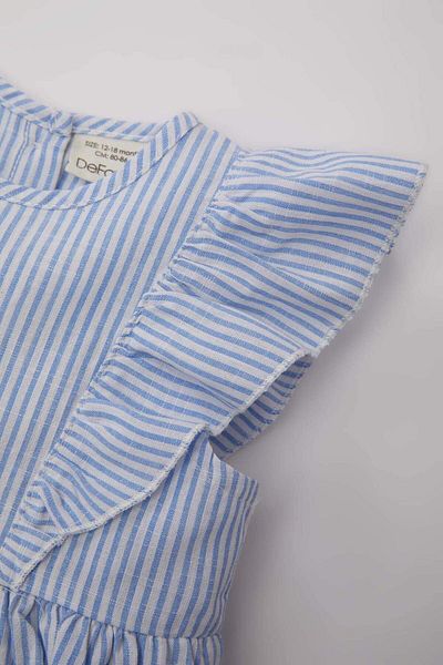 DeFacto Baby Girl Striped Sleeveless Linen Look Dress C0070A524Sm