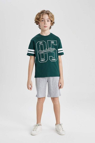 DeFacto Boys' 2-Piece Set Printed Short Sleeve T-Shirt Shorts C2183A824Sm