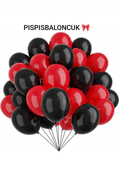 PISPISBALONCUK 5 parça Kırmızı Siyah Balon Seti doğum günü bride babyshower c...