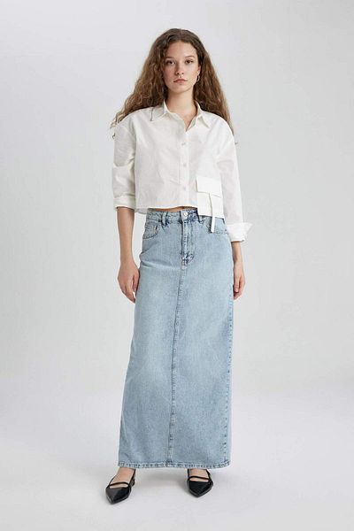 DeFacto Long Fit Jean Long Skirt C3376AX24SP