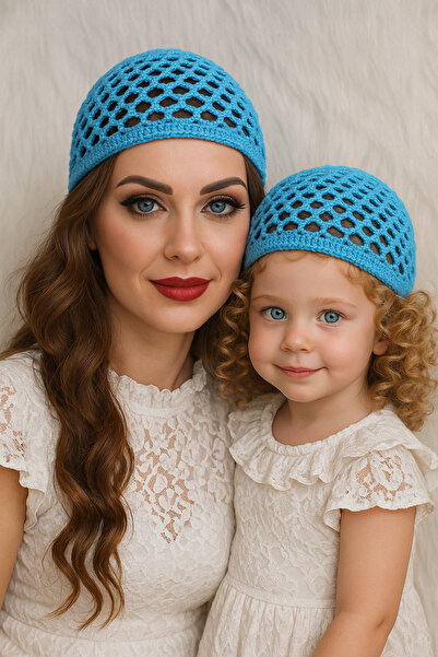 HAPPY HANDMADE قبعة كروشيه محبوكة للأم والبنت/مجموعة الأم والبنت/مجموعة الأم ...