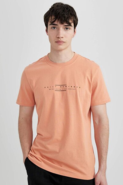 DeFacto Сlim Fit вузький крій велосипедний комір з принтом короткий рукав футболка C2076AX24SM