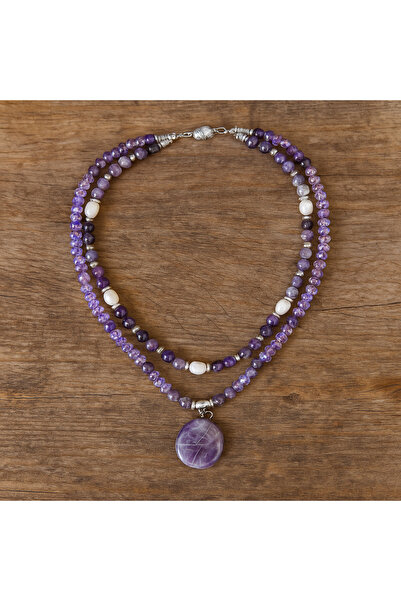 Asteria Elite Premium Serisi Ametist Inci 2 Sıralı Saflık Ve Huzur Enerji Kol...