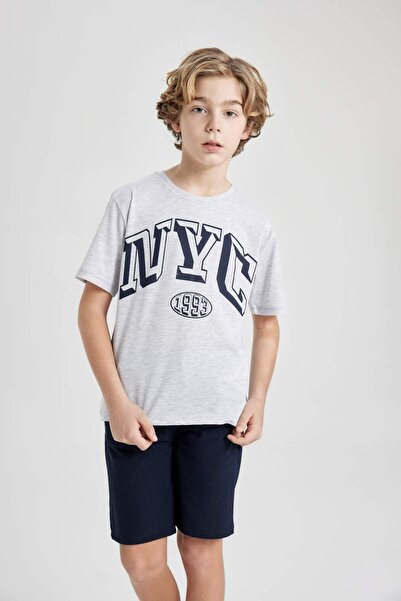 DeFacto Boys' 2-Piece Set Printed Short Sleeve T-Shirt Shorts B8256A824Sm