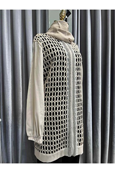 MERAM BUTİK Selinada File Jacket - Beige - 44