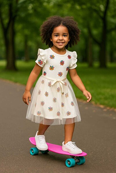 KAMİKAM Rochie de fetiță din tul imprimat foarte frumoasă și foarte elegantă ...