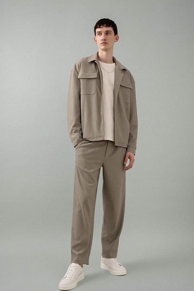 DeFacto Relax Fit Shirt Collar Pleated Snap Pocket Shirt Jacket B6500Ax24Sp