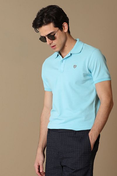 Lufian Laon Sports Polo Neck Men's T-Shirt Aqua