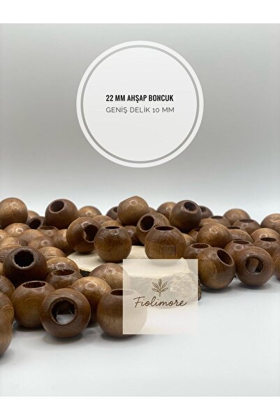 Fiolimore Sütlü Kahve Makrome Ahşap Boncuk 22 mm(50 Gram 15 Adet)Geniş Delik ...