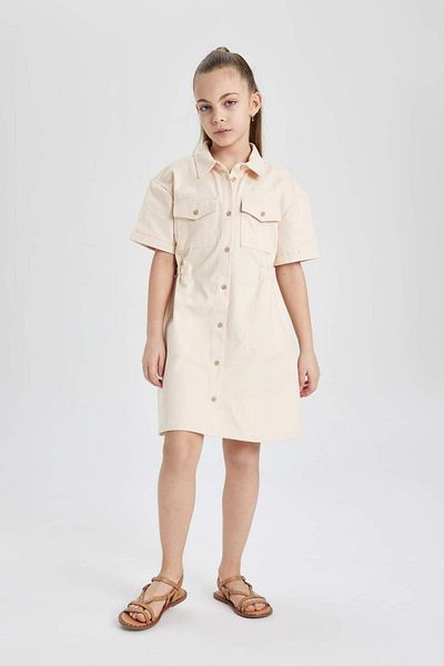 DeFacto Girl's Gabardine Short Sleeve Dress C1514A824Sm