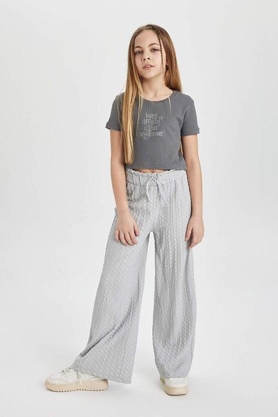DeFacto Girls' 2-Piece Set Printed Short Sleeve T-Shirt Pants C3814A824Sp