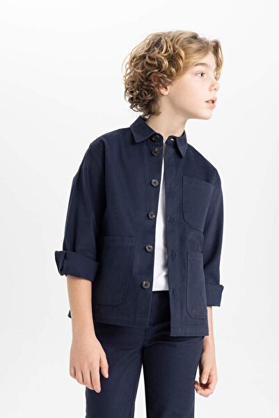 DeFacto Chlapecká oversize široká polokošile s dlouhým rukávem B6705a824sm