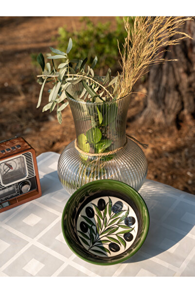 shop وعاء سيراميك مصنوع يدوياً بنمط زيتوني مقاس 16x6,5 سم