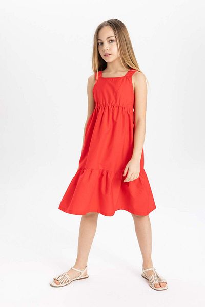 DeFacto Girl's Poplin Strap Dress B4476A824Sm