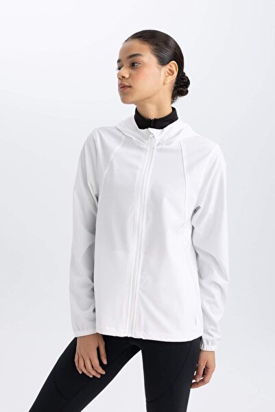 DeFacto DeFactoFit Su İtici İnce Mont Rüzgar Geçirmez Slim Fit Dar Kesim Kapüşonlu Fermuarlı Esnek Dokulu Me