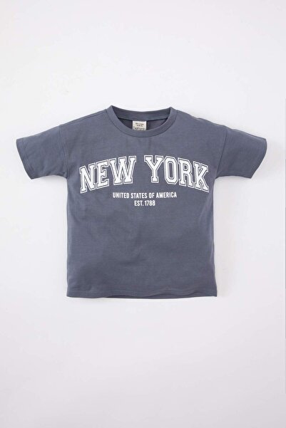 DeFacto Baby Boy Crew Neck Printed Short Sleeve T-Shirt B6972A524Sm