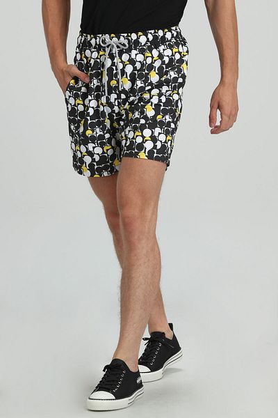 Lufian Geometric Men's Swim Shorts Black