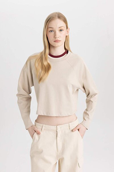 DeFacto Cool Loose Fit Crew Neck Basic μακρυμάνικο μπλουζάκι C4401AX24SP