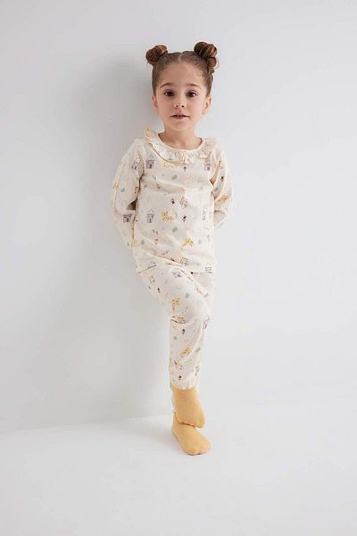 DeFacto Baby Girl Animal Patterned Long Sleeve Combed Cotton Pajamas Set C0661A524SP