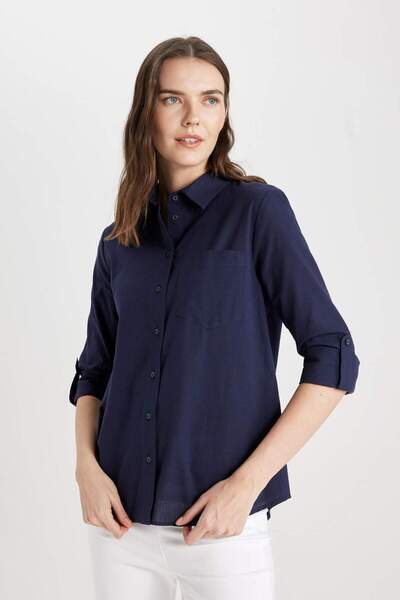 DeFacto Regular Fit Basic Düz Cepli Uzun Kollu Gömlek W7734AZ24SM