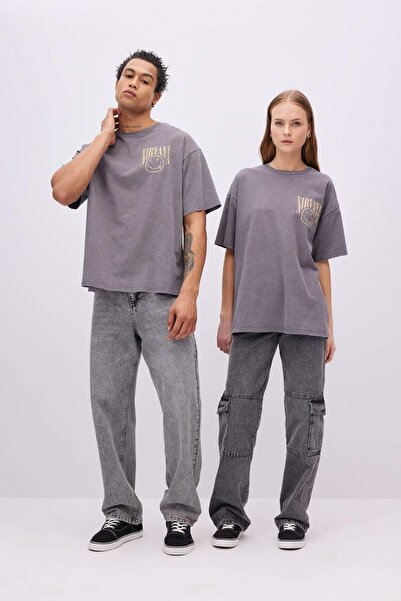 DeFacto Nirvana Oversize Wide Fit Crew Neck Short Sleeve Washed Faded Effect T-Shirt C3767Ax24Sm