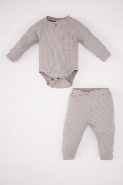 DeFacto Baby Boy Ribbed Camisole Snap Fastener Body Bottom 2-Piece Set B7670A524Sp