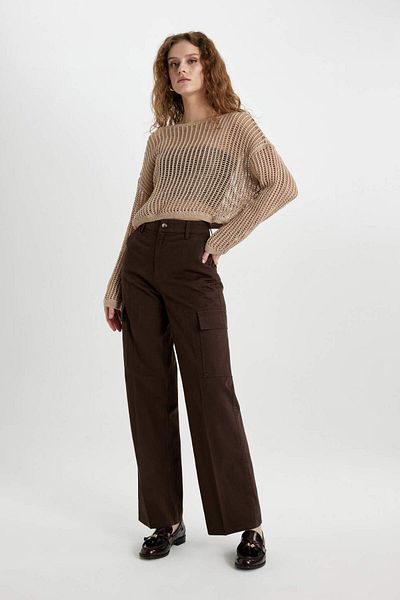 DeFacto Relax Fit Boat Neck Crochet Knitwear Sweater C4206Ax24Sp