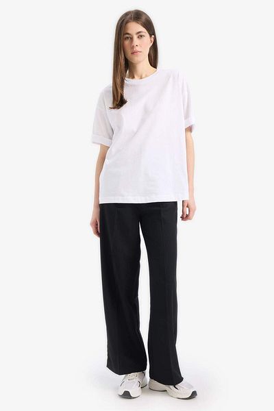 DeFacto Oversize Wide Fit Crew Neck Combed Cotton Basic Plain Short Sleeve T-Shirt C0099Ax24Sm