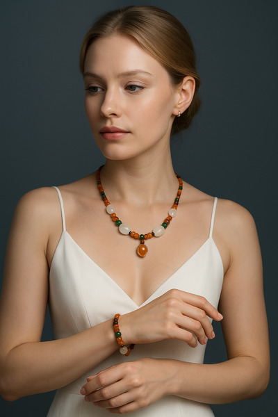 Asteria Elite Agate Amber Oud Tree - Necklace and Bracelet Set