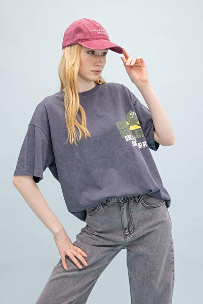 DeFacto Unisex Oversize Fit Crew Neck Back Printed Short Sleeve T-Shirt C5038ax24sm