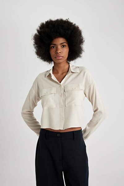 DeFacto Regular Fit hosszú ujjú Crop ing A5380AX24SP