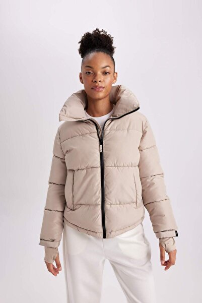 DeFacto DeFactoFit Su İtici Şişme Mont Dik Yaka Fermuarlı Cepli Z1438AZ24SP