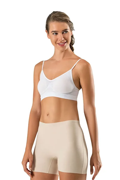 MODANTY Women's Nude Colored Long Shorts Boxers - Lifting, Seamless and Non-Marking Laser Cutting Size 1