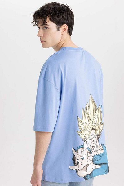 DeFacto 100% βαμβακερό Dragon Ball Loose Fit Crew Neck με εμπριμέ κοντομάνικο μπλουζάκι B5525AX24SP