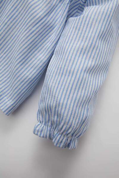 DeFacto Baby Girl Doll Collar Linen Look Striped Long Sleeve Blouse B9490A524Sp