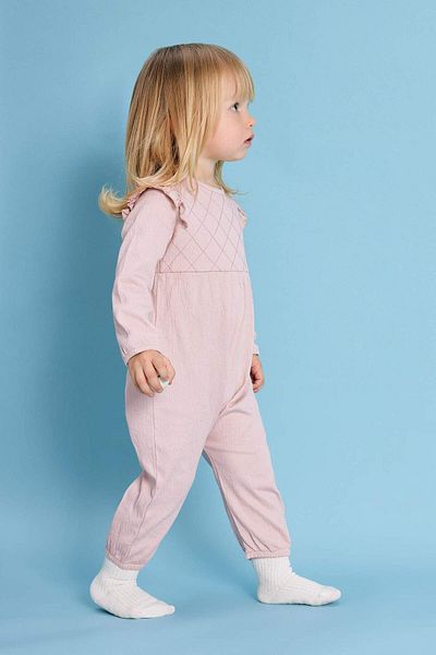 DeFacto Baby Girl Newborn Crinkle Fabric Long Sleeve Jumpsuit B9483A524Sp