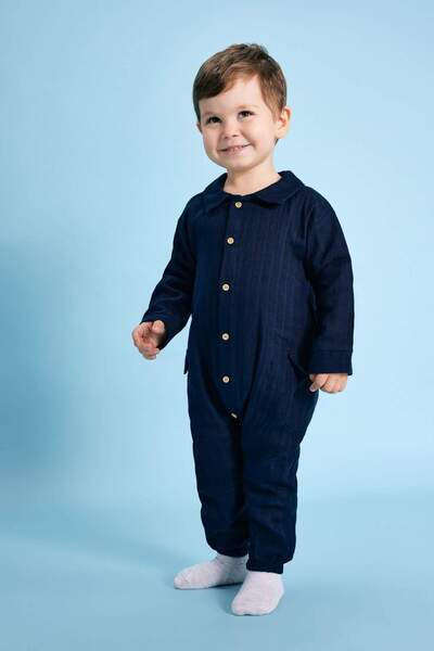 DeFacto Erkek Bebek Yeni Doğan Uzun Kollu Müslin Tulum B9511A524SM