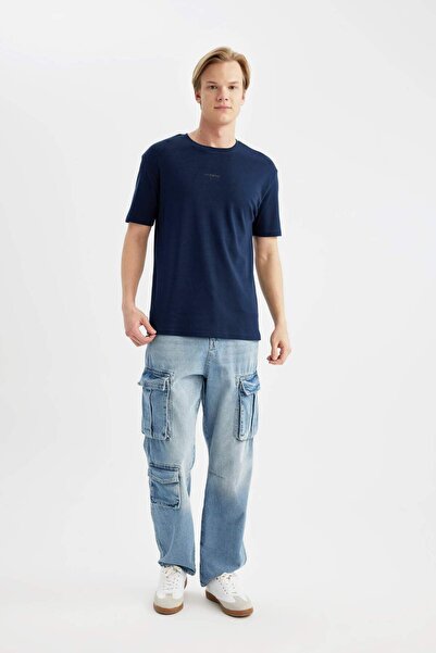 DeFacto Μπλουζάκι με κοντό μανίκι από βαρύ ύφασμα με κανονική εφαρμογή B4290AX24SP