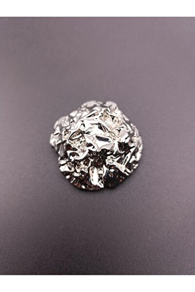 RP COMPANY Silver Color, Asymmetric Textured, Bombed Large Button