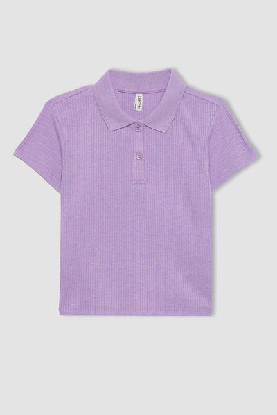 DeFacto Girls Slim Fit Slim Fit Basic Solid Ribbed Camisole Short Sleeve Polo T-Shirt Z7794A624Sm