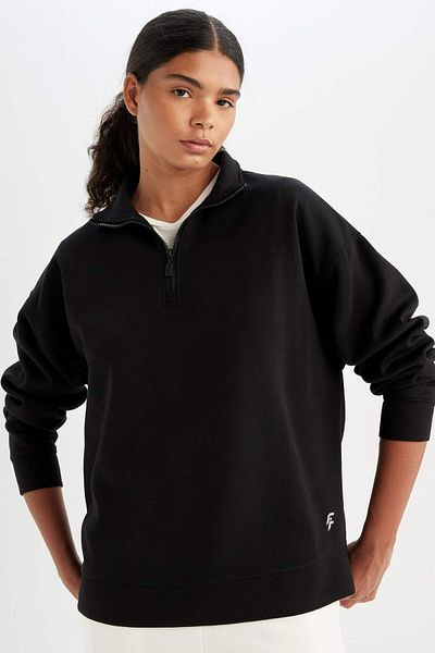 DeFacto Hanorac sport cu guler înalt Fit Oversize Fit B7756ax24sp
