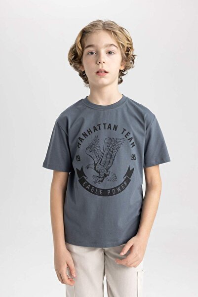 DeFacto Boy's Crew Neck Printed Short Sleeve T-Shirt C0649A824Sm